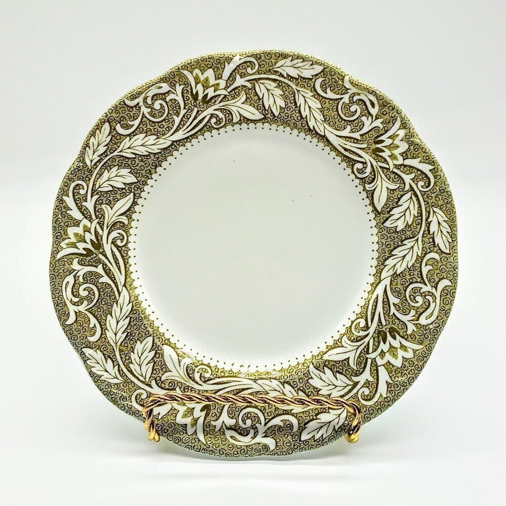 Vintage English Staffordshire Renaissance Green Dessert Plate
